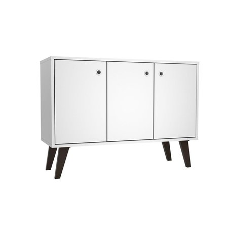 DESIGNED TO FURNISH Mid-Century-Modern Bromma Sideboard 2.0 with 3 Shelves in White, 27.36 x 35.43 x 13 in. DE2616425